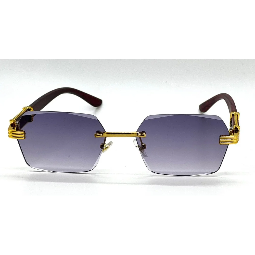 Women Sunglasses Black Gradient Lens Buffs Woody Arms Trendy Driving Aviator New